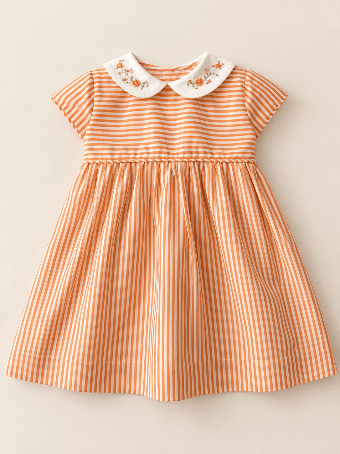Vestido Bebê Listrado — Laranja — Frente