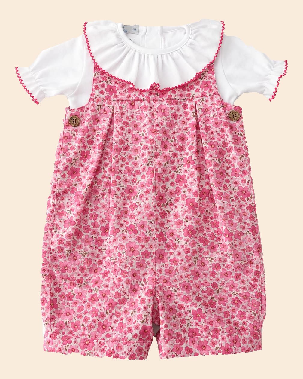 Macacão Fustão — Floral rosa