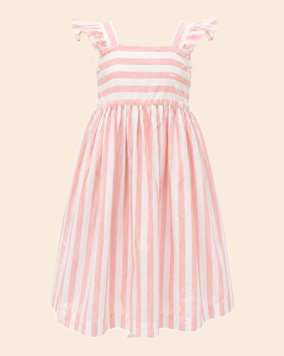 Vestido Listrado Algodão — Listrado rosa · frente
