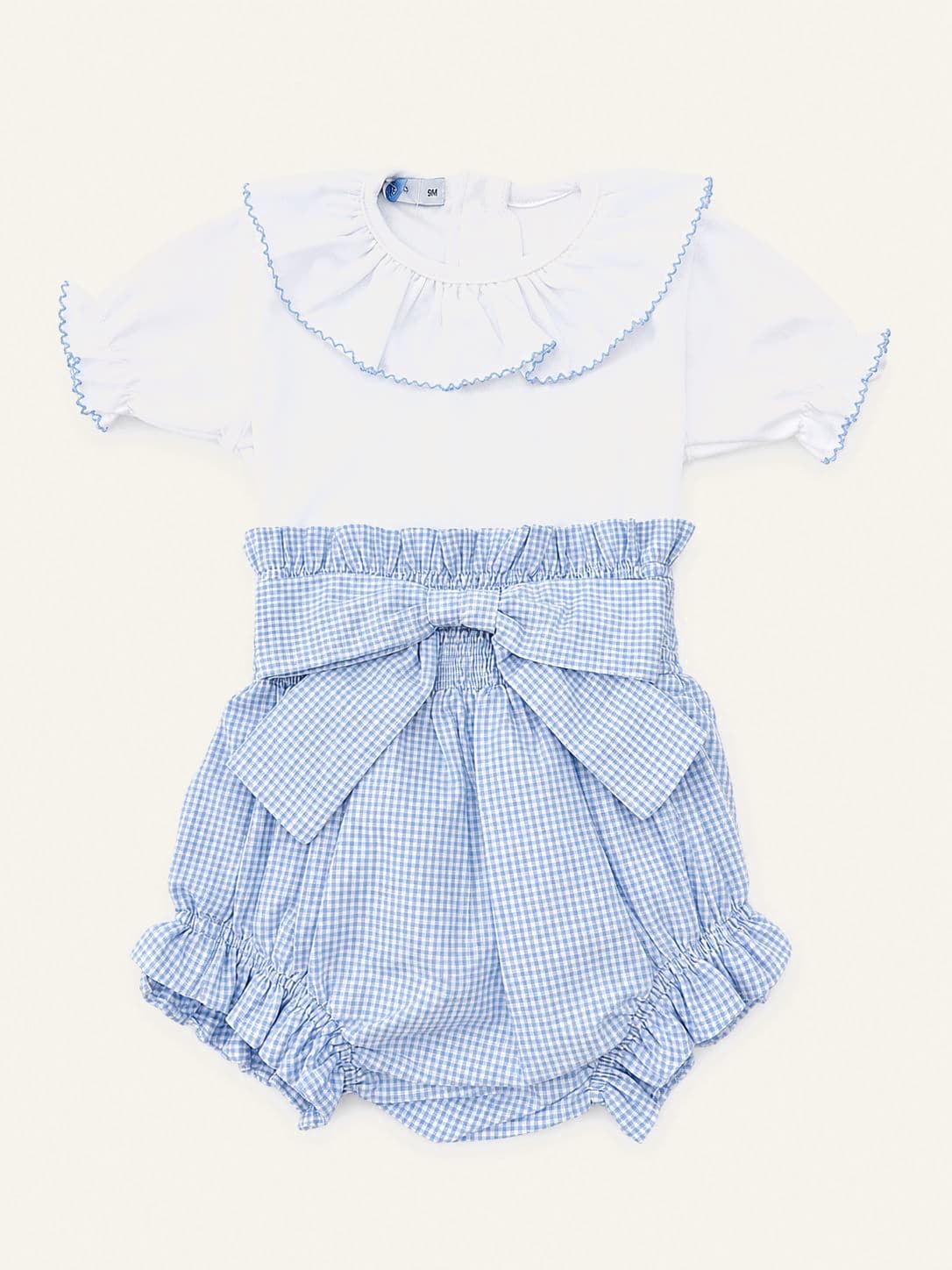Conjunto Body e Shorts — Xadrez Azul