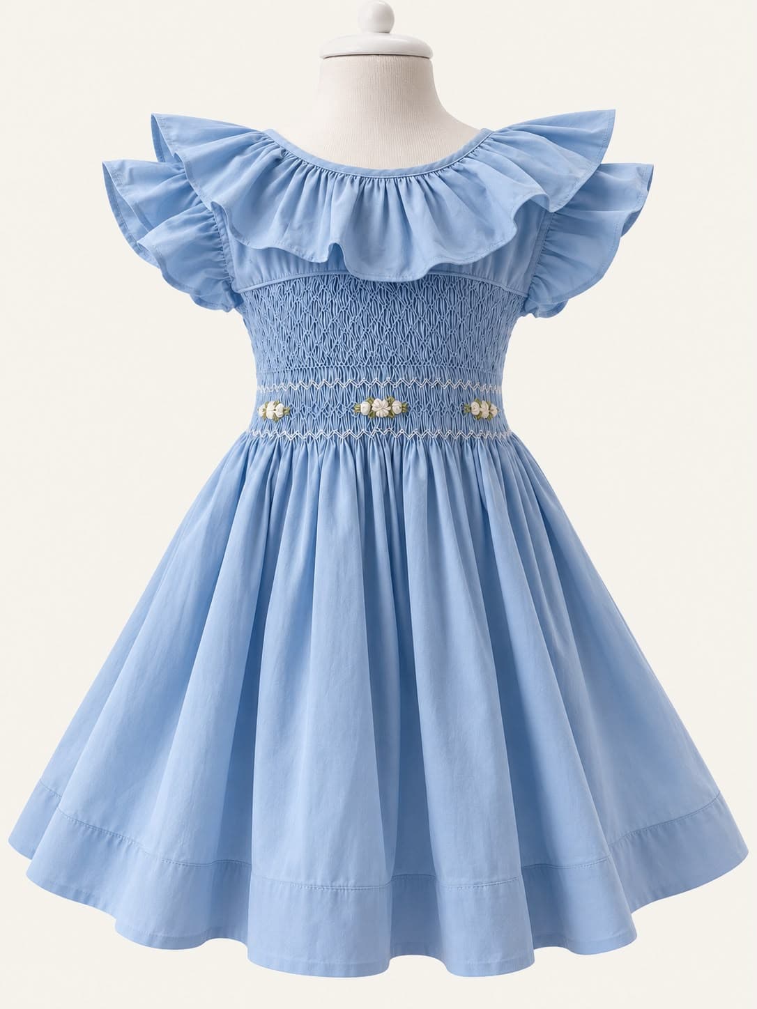 Vestido Azul com Babados — Frente