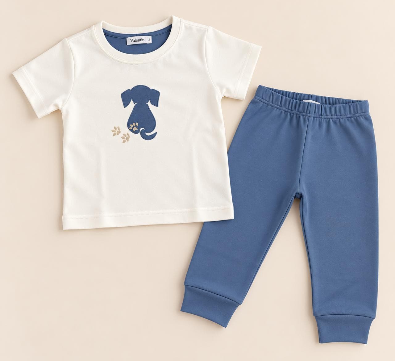 Pijama Cachorrinho — Azul Marinho — Camiseta com cachorrinho e calça azul-marinho