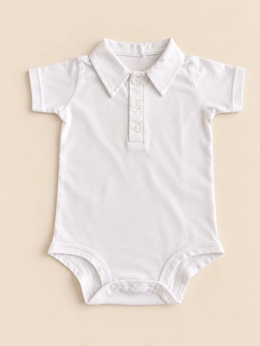 Body Polo — Branco — Body branco com gola polo e botões na frente