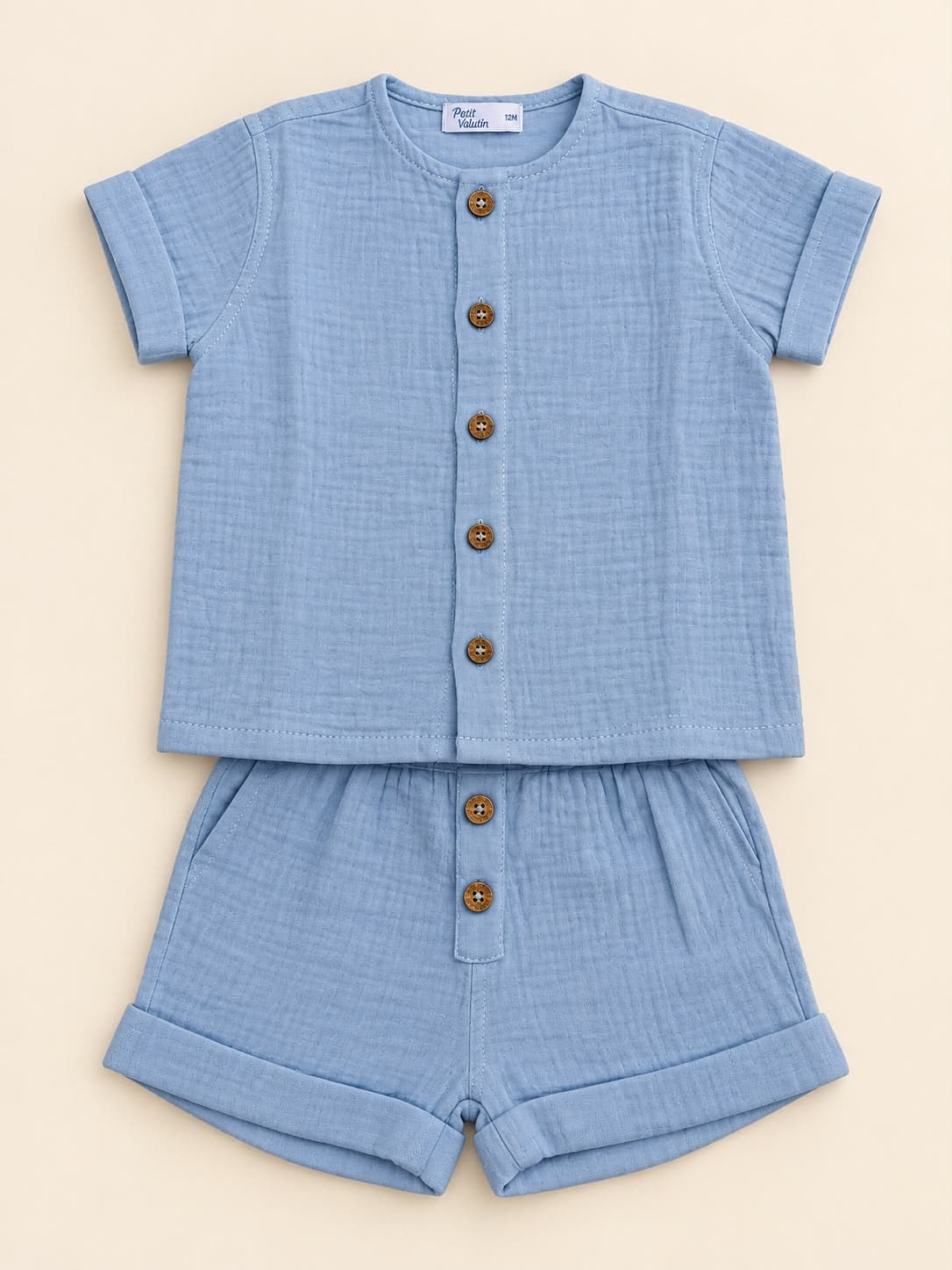 Conjunto Camisa e Shorts — Azul — Conjunto
