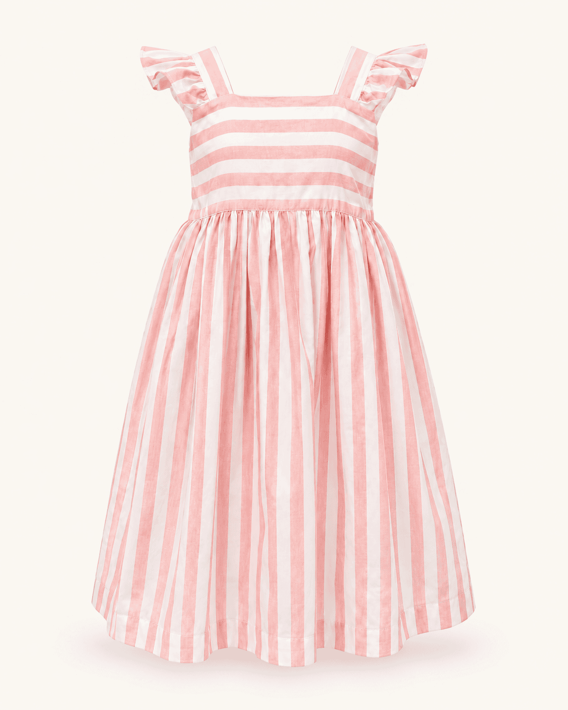 Vestido Listrado Algodão — Listrado rosa · frente