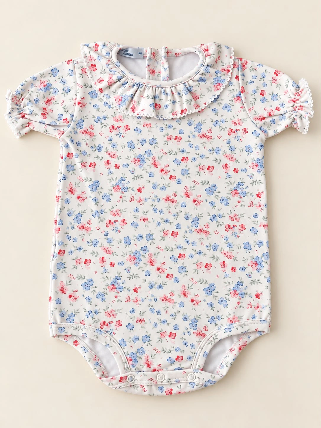 Body com Gola — Floral Azul e Rosa