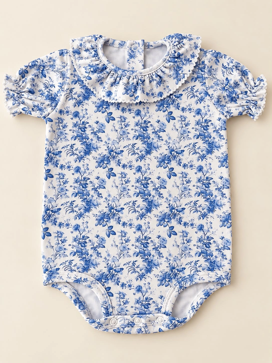 Body com Gola — Floral Azul